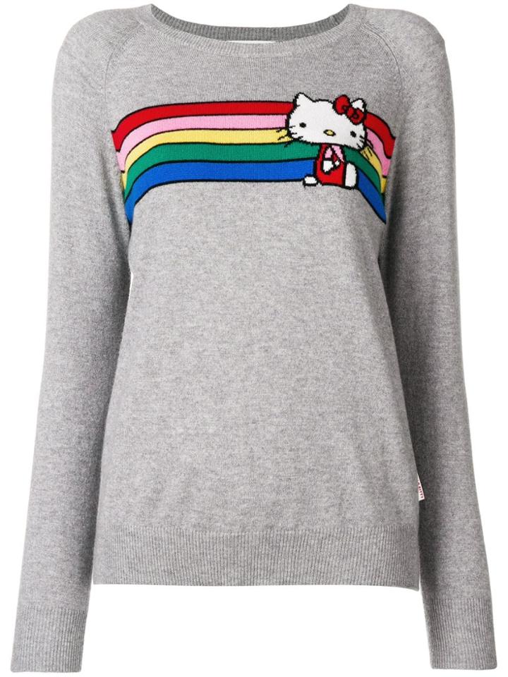 Chinti & Parker Cashmere Striped Hello Kitty Sweater - Grey