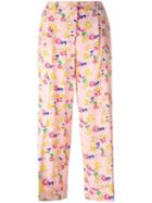 P.a.r.o.s.h. Sabrina Floral Trousers, Women's, Size: Medium, Pink/purple, Silk/spandex/elastane