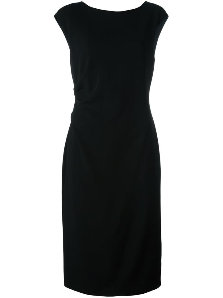 Jil Sander Draped Detail Fitted Dress, Women's, Size: 38, Black, Viscose/spandex/elastane/silk