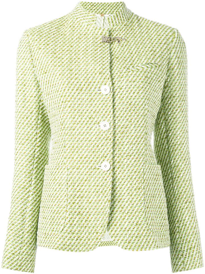 Fay Tweed Jacket, Women's, Size: 40, Green, Cotton/polyamide/polyester/cupro