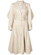 Koché Belted Waist Flared Trench Coat - Brown