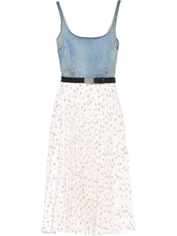 Miu Miu Buckled Floral-print Dress - White