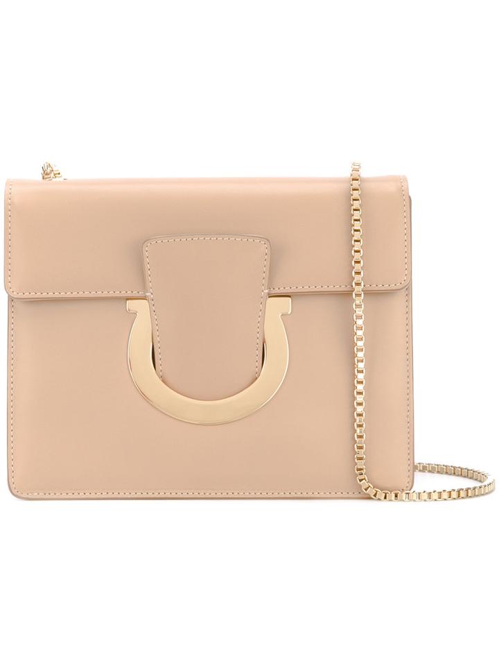 Salvatore Ferragamo Gancio Cross-body Bag, Women's, Nude/neutrals, Calf Leather/metal