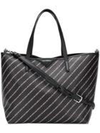 Karl Lagerfeld Striped Logo Shopper Bag - Black