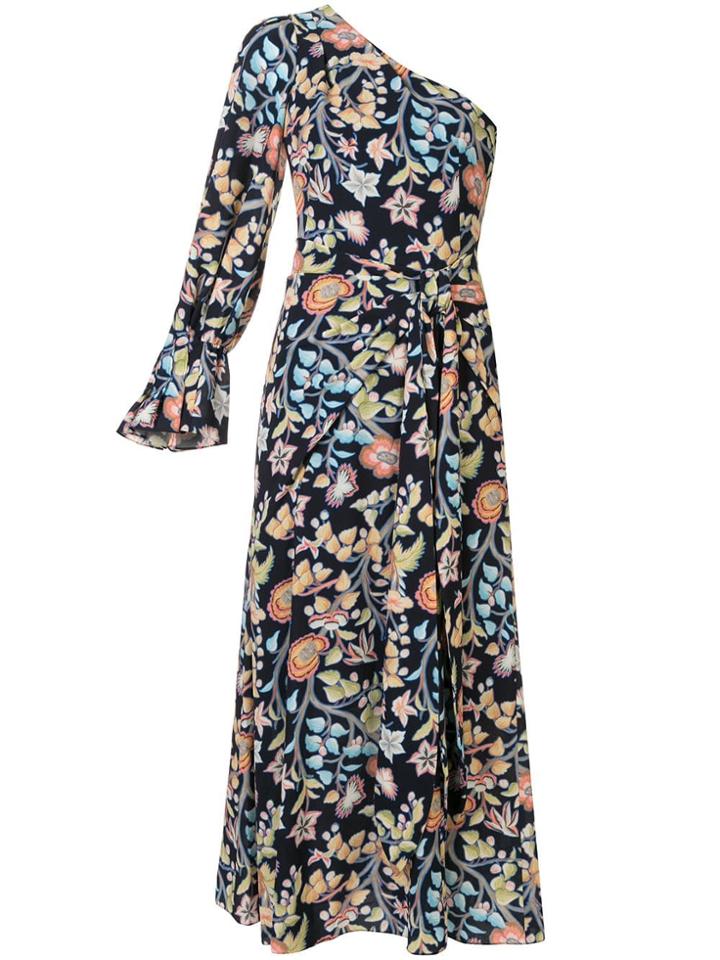 Peter Pilotto Printed One Shoulder Dress - Blue