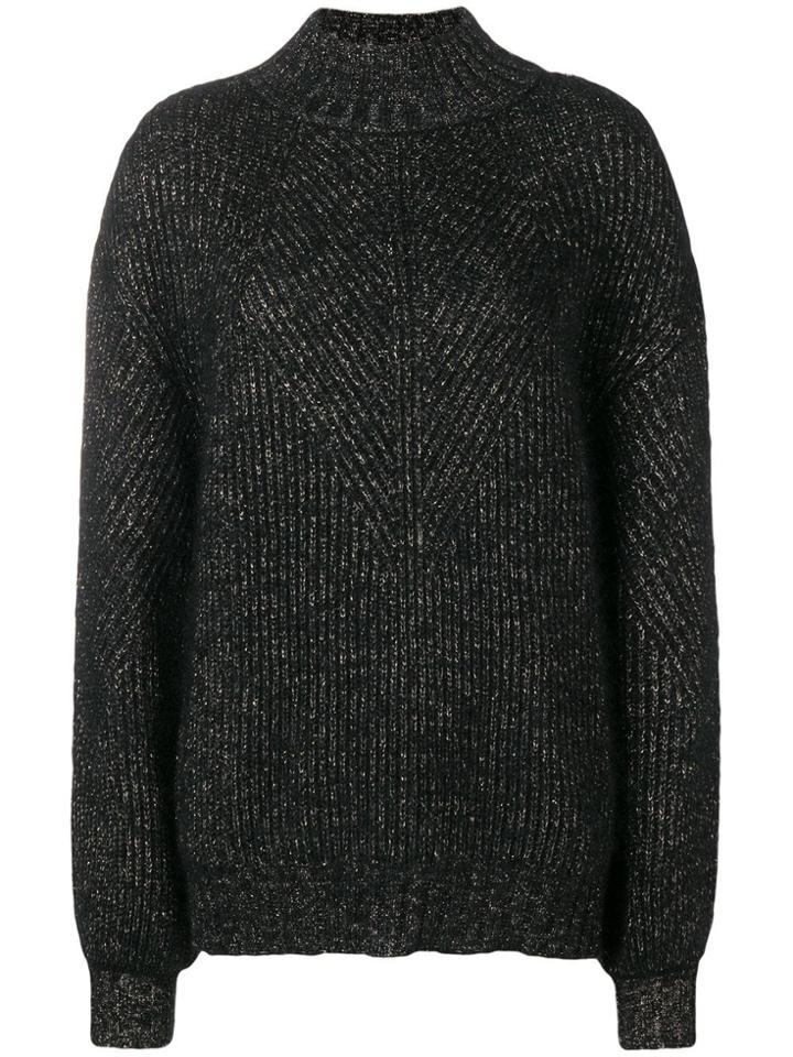 Alberta Ferretti Glitter Ribbed Jumper - Black