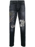 Marcelo Burlon County Of Milan Slim-fit Distressed Jeans - Black