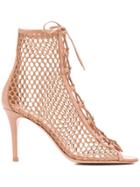 Gianvito Rossi Woven Lace Up Sandals - Neutrals