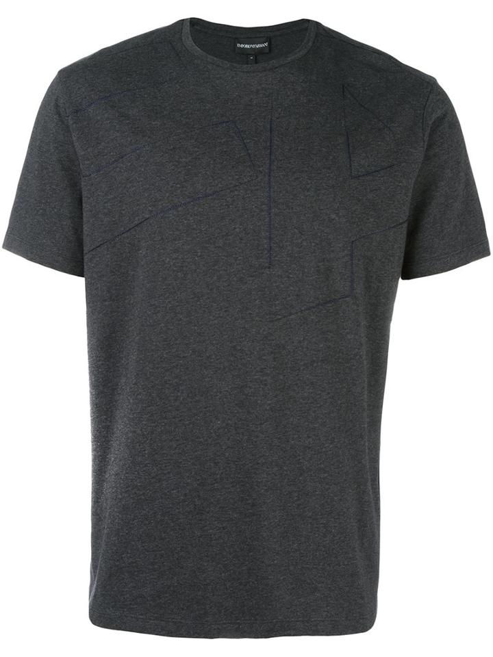 Emporio Armani Printed T-shirt, Men's, Size: Large, Grey, Cotton