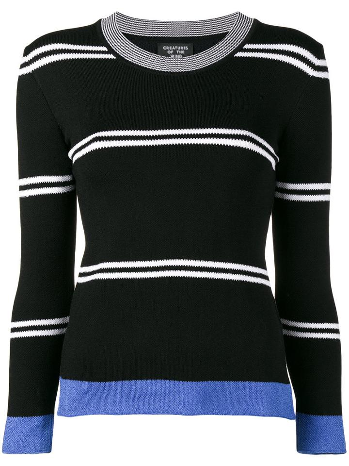 Creatures Of The Wind - Long Sleeved Striped Knit - Women - Cotton/viscose - M, Black, Cotton/viscose