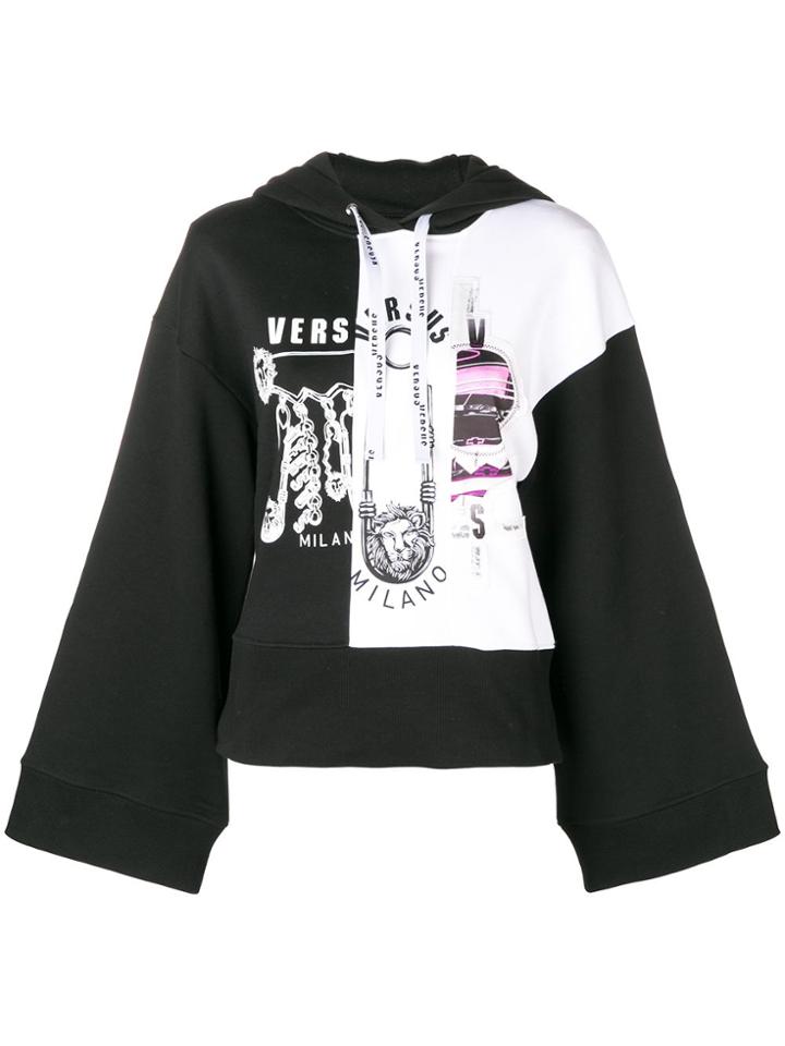 Versus Printed Panel Hoodie - Black