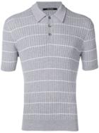 Tagliatore Striped Knit Polo Shirt - Grey