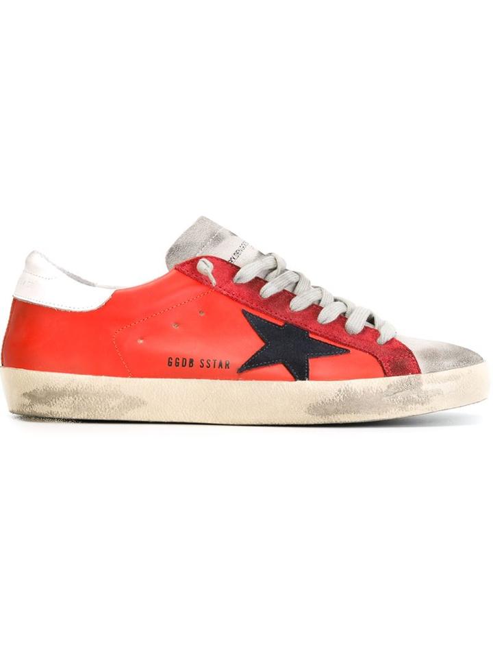Golden Goose Deluxe Brand Super Star Sneakers, Men's, Size: 40, Red, Calf Leather/suede/rubber/cotton