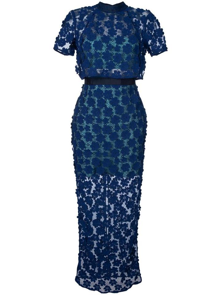 Self-portrait 'overlay' Dress, Women's, Size: 38b, Blue, Polyester/cotton/silk