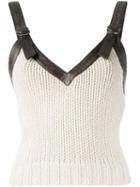 Valentino Knitted Buckle Strap Tank Top, Women's, Size: Small, Nude/neutrals, Silk/lamb Skin