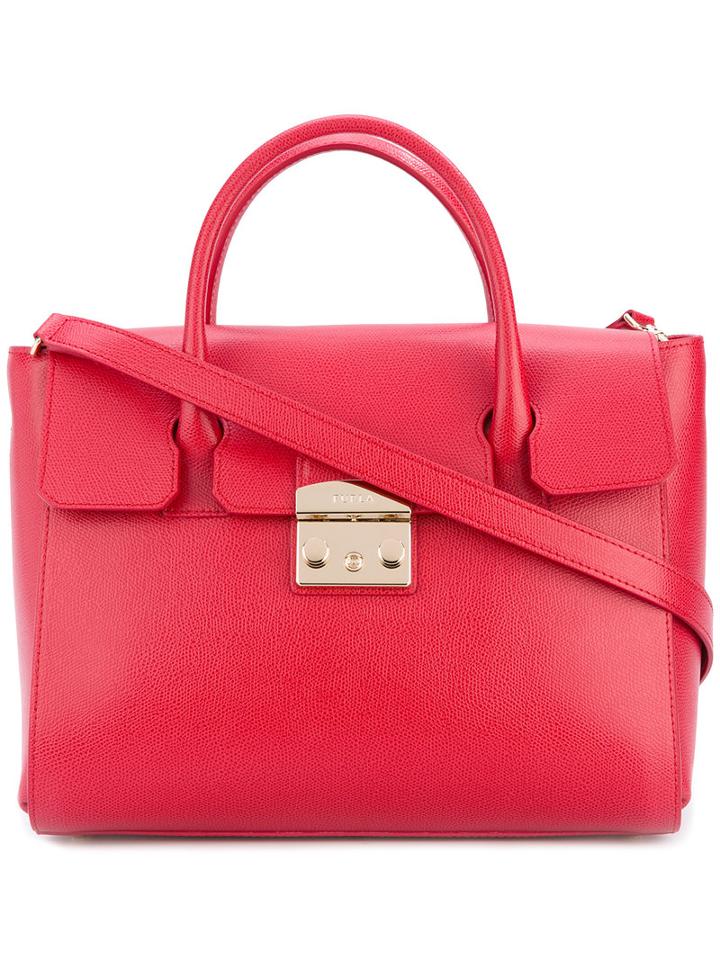 Furla - Medium Metropolis Tote - Women - Calf Leather - One Size, Pink/purple, Calf Leather