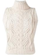Ermanno Scervino Pearl-embellished Sleeveless Sweater, Women's, Size: 42, Nude/neutrals, Acrylic/wool/alpaca/glass