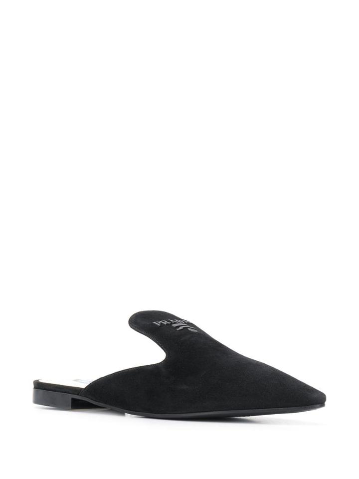 Prada Logo Mules - Black