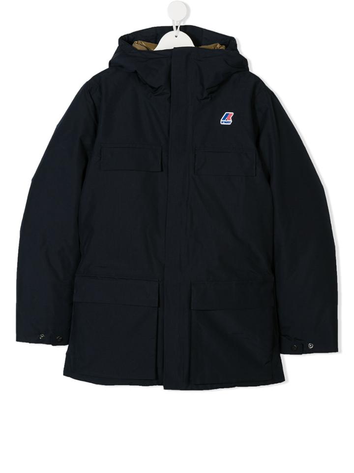 K Way Kids Teen Hooded Coat - Blue