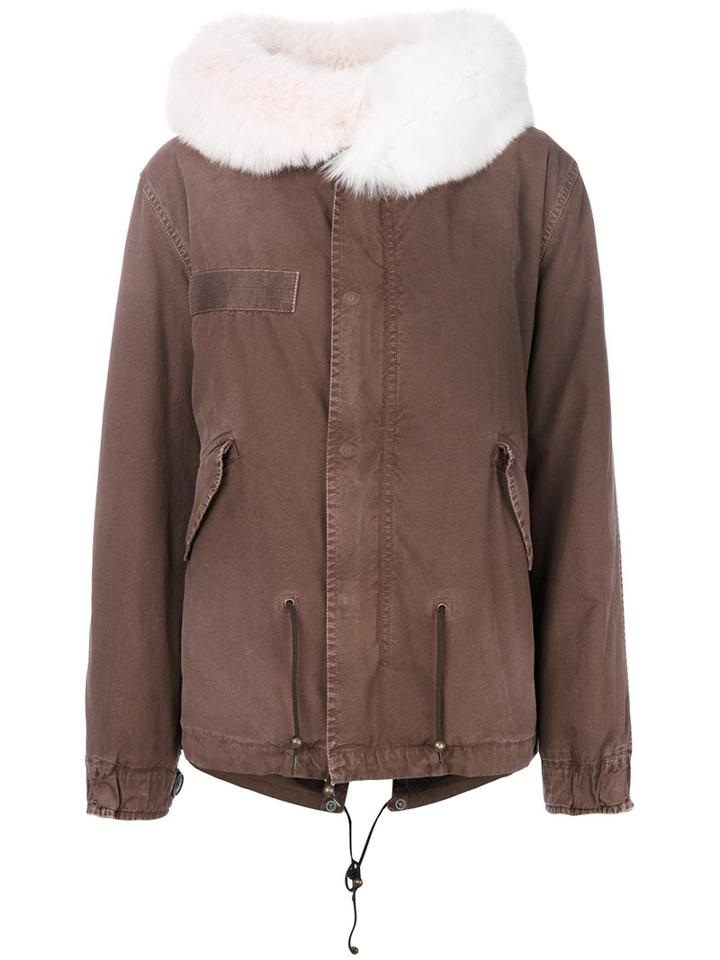 Mr & Mrs Italy - Short Parka Coat - Women - Cotton/calf Leather/polyamide/lamb Fur - Xs, Brown, Cotton/calf Leather/polyamide/lamb Fur