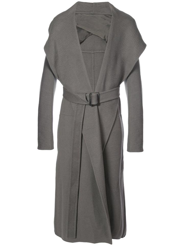 Rick Owens Hooded Trench Coat - Grey