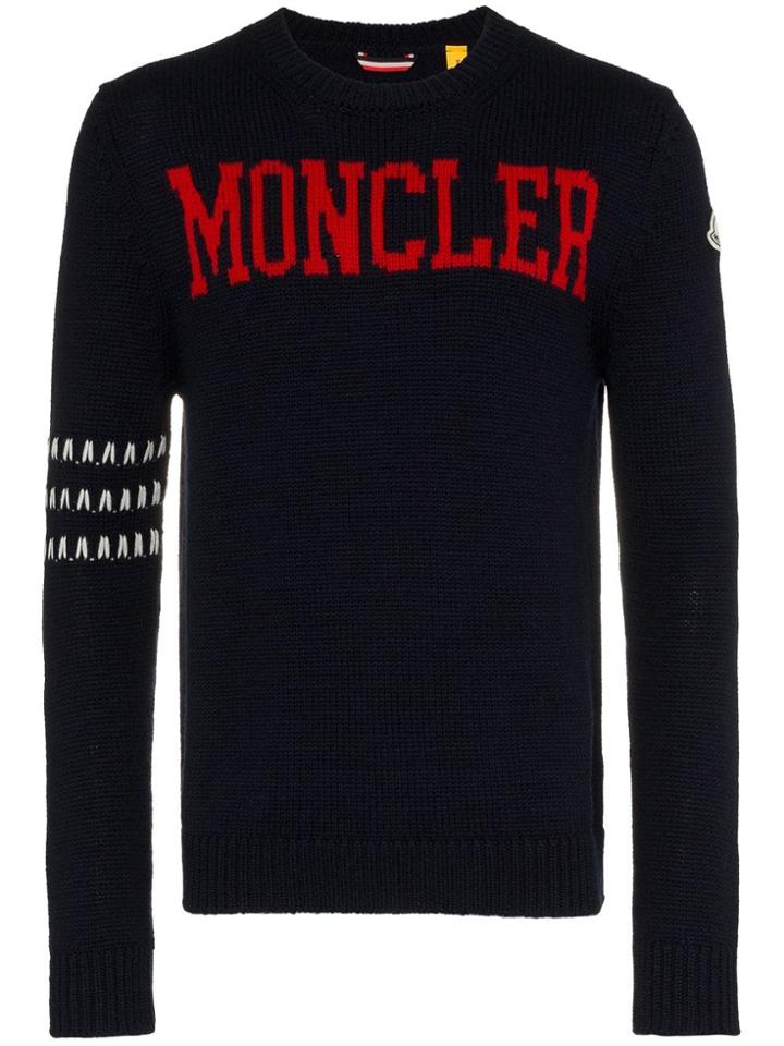 Moncler Logo-knit Sweater - Blue
