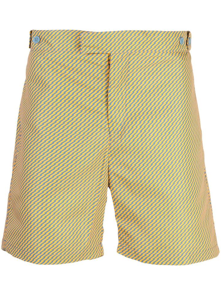 Frescobol Carioca Geometric Print Tailored Shorts - Orange