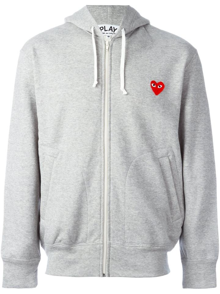 Comme Des Garçons Play Zipped Hoodie - Grey
