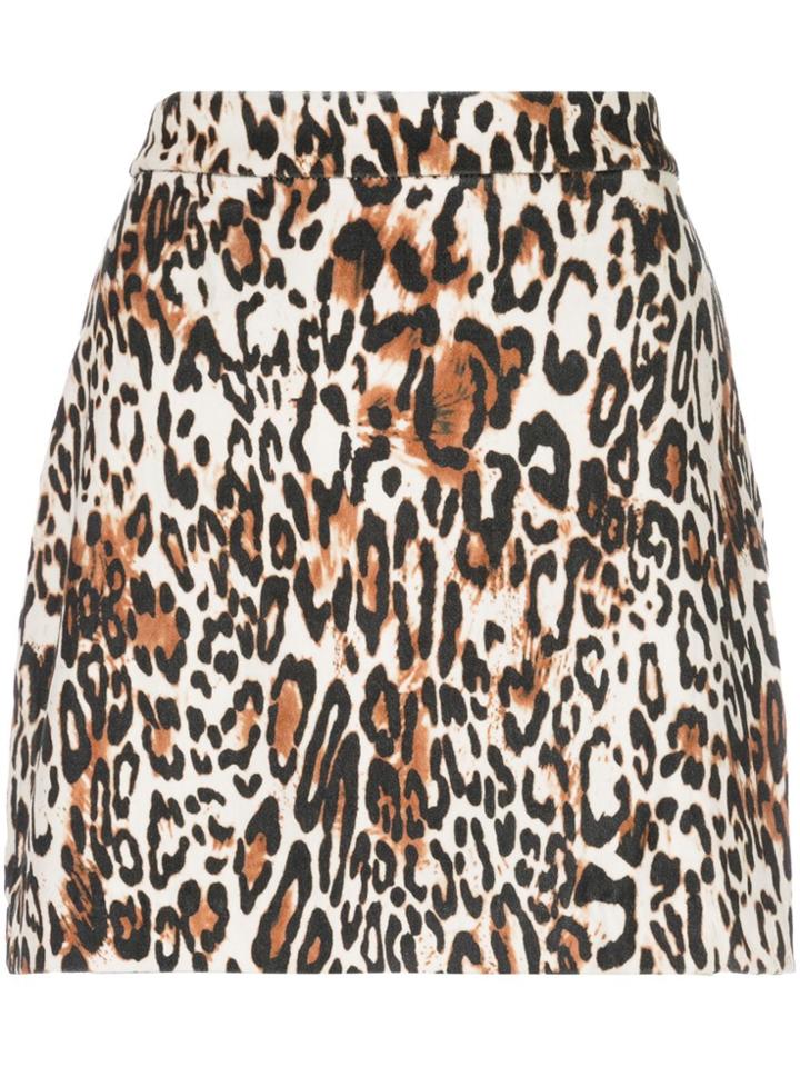 Milly Leopard Mini Skirt - Black