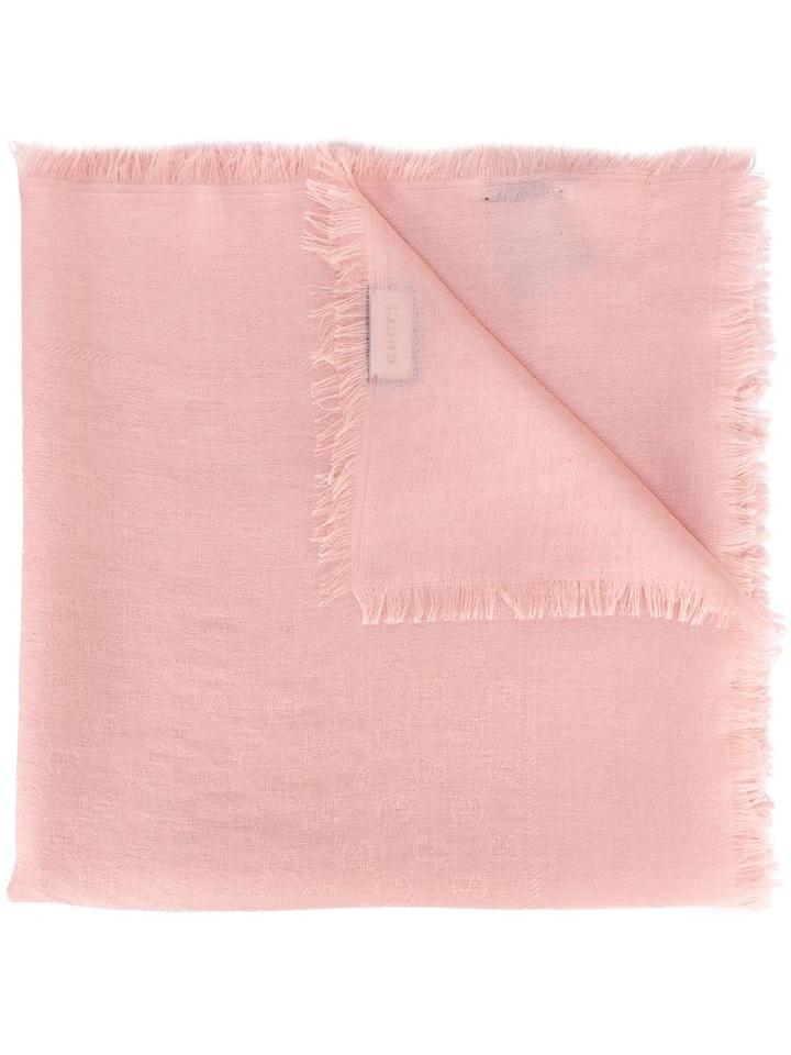 Gucci Gg Jacquard Scarf, Pink/purple, Silk/wool
