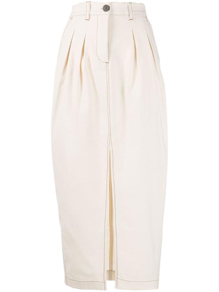 Mara Hoffman Contrast-stitch Midi Skirt - Neutrals