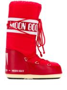 Moon Boot Logo Print Snow Boots - Red