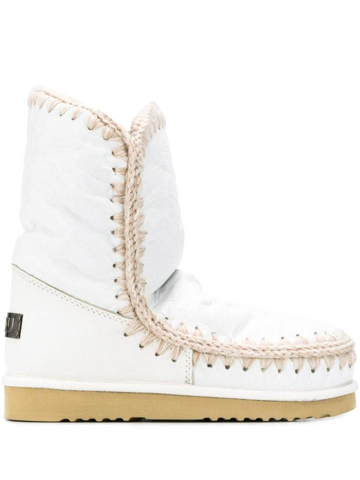 Mou Stitch Trim Eskimo Boots - White