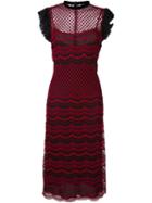 Philosophy Di Lorenzo Serafini Ruffle Sleeve Embroidered Dress, Women's, Size: 40, Red, Polyester/polyamide/silk/polyester