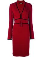 Roberto Cavalli Tassel Neck Fitted Dress, Women's, Size: 50, Red, Viscose/spandex/elastane