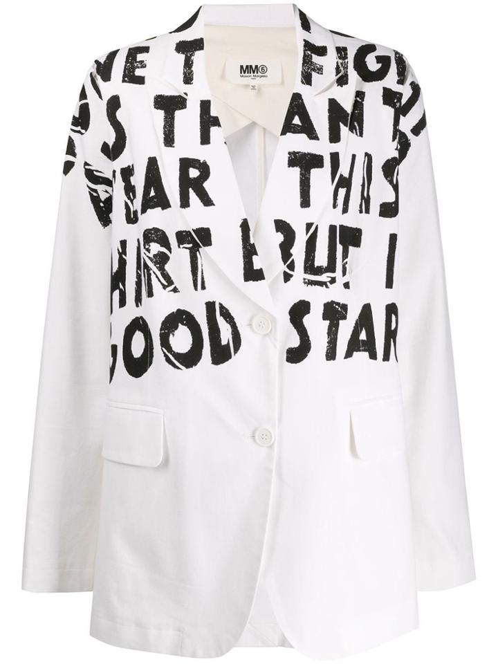 Mm6 Maison Margiela Typography Blazer Jacket - White