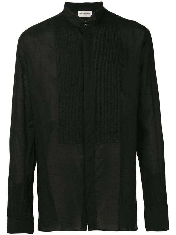 Saint Laurent Pleated Front Shirt - Black