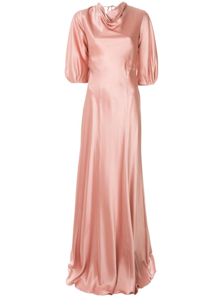 Alberta Ferretti Cowl Neck Slip Gown - Pink & Purple