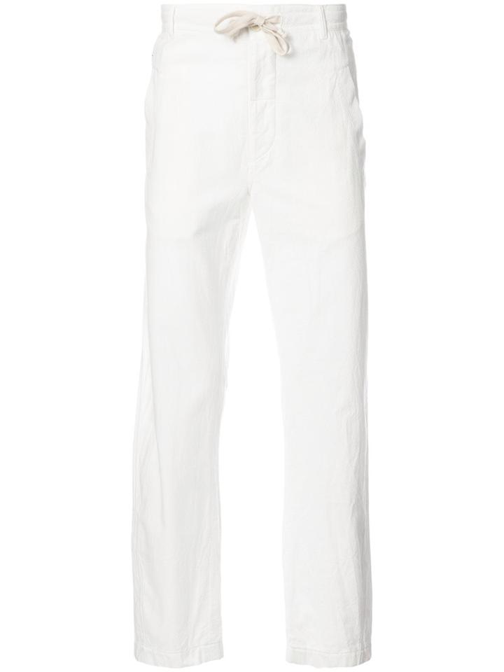 Ann Demeulemeester - Drawstring Trousers - Men - Cotton/linen/flax - M, White, Cotton/linen/flax