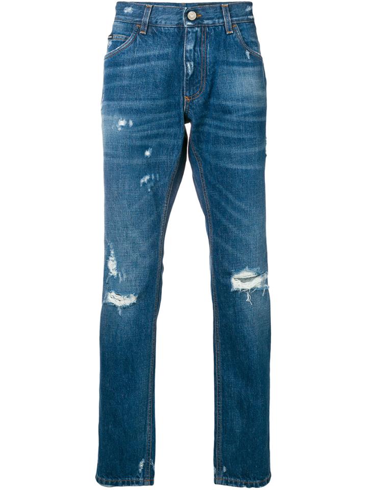 Dolce & Gabbana Distressed Denim Jeans - Blue