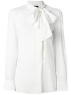 Boutique Moschino Pussy Bow Zipped Shirt, Women's, Size: 46, White, Rayon/silk