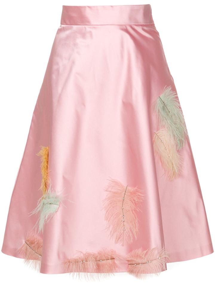 Miu Miu Feather Embellished High-waisted Skirt - Pink & Purple