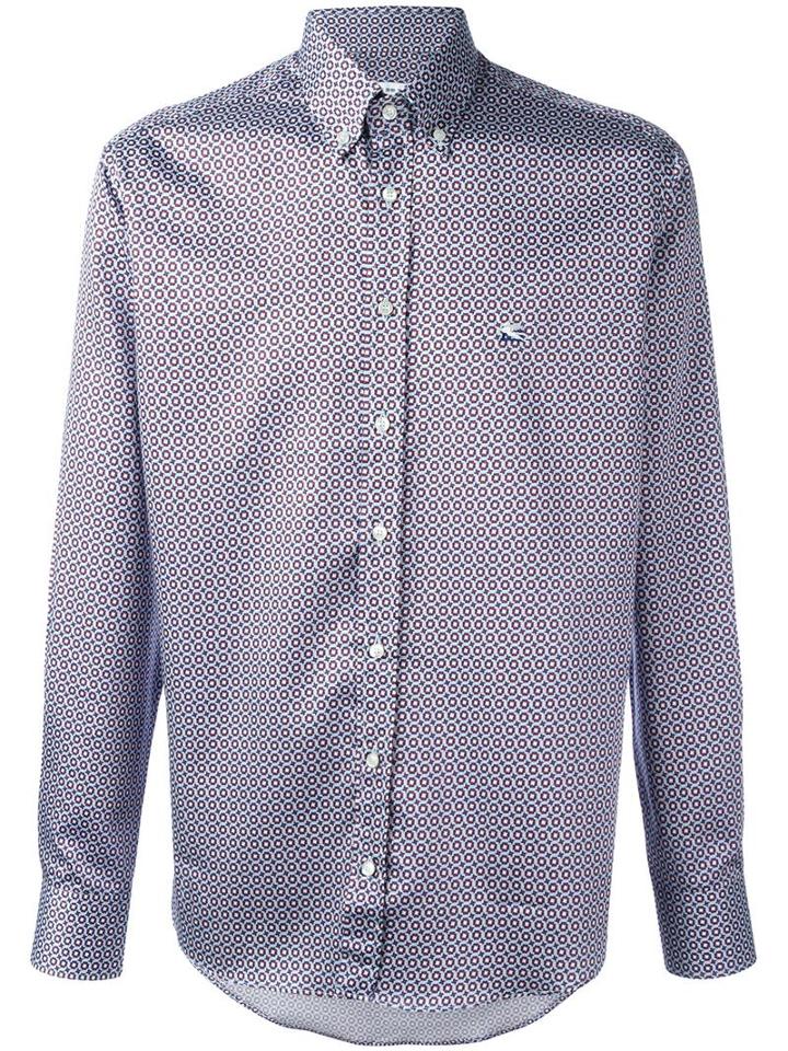 Etro Micro Print Shirt, Size: 39, Blue, Cotton