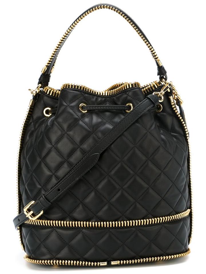 Moschino Zipped Trim Bucket Tote, Women's, Black