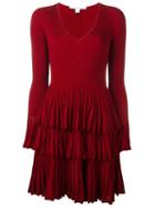 Diane Von Furstenberg Ruffled Flared Dress, Women's, Size: Large, Red, Nylon/spandex/elastane/viscose/merino
