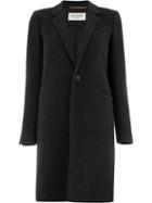 Saint Laurent Striped Single-breasted Coat - Black