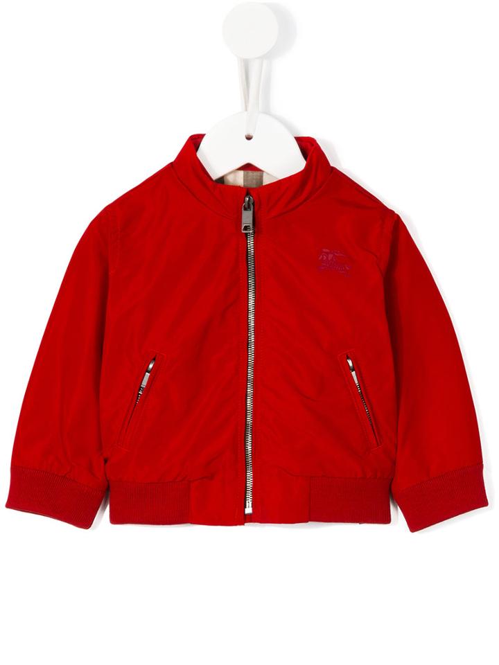 Burberry Kids - Funnel Neck Bomber Jacket - Kids - Cotton/polyamide/polyester/spandex/elastane - 9 Mth, Infant Boy's, Red