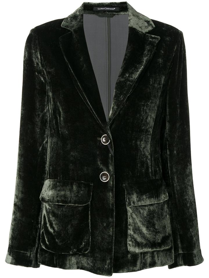 Luisa Cerano - Velvet Look Blazer - Women - Silk/viscose - 42, Green, Silk/viscose