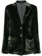 Luisa Cerano - Velvet Look Blazer - Women - Silk/viscose - 42, Green, Silk/viscose