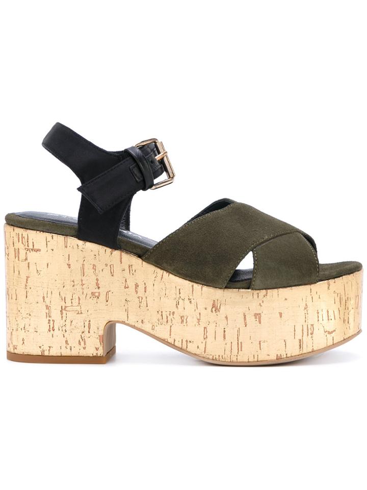 Strategia Crossover Platform Sandals - Green